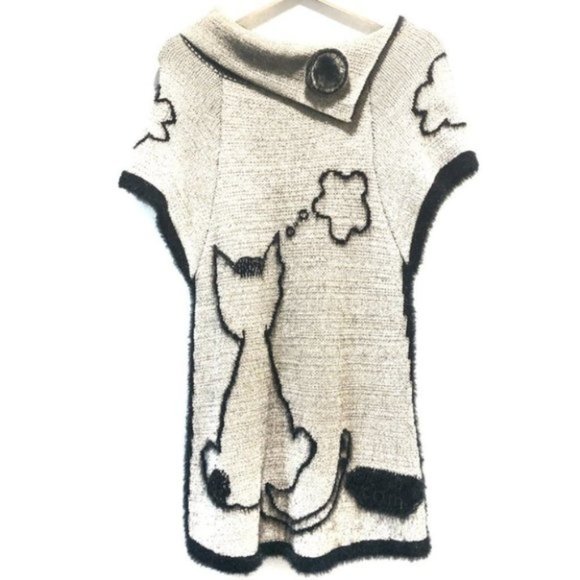 Noon By New York Sweaters - Noon of New York Cat Embroidered Sweater Top Size Small